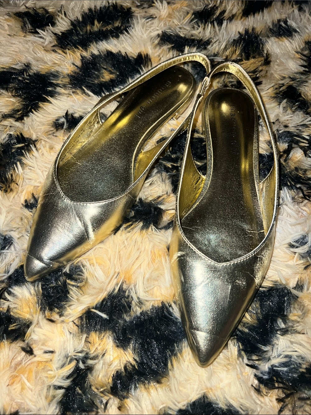 Madden Girl Metallic Gold Pointed Slingback Flats